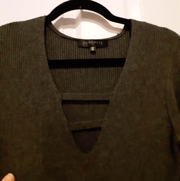 Dynamite dark grey bodycon sweater dress size L - Picture 3 of 3